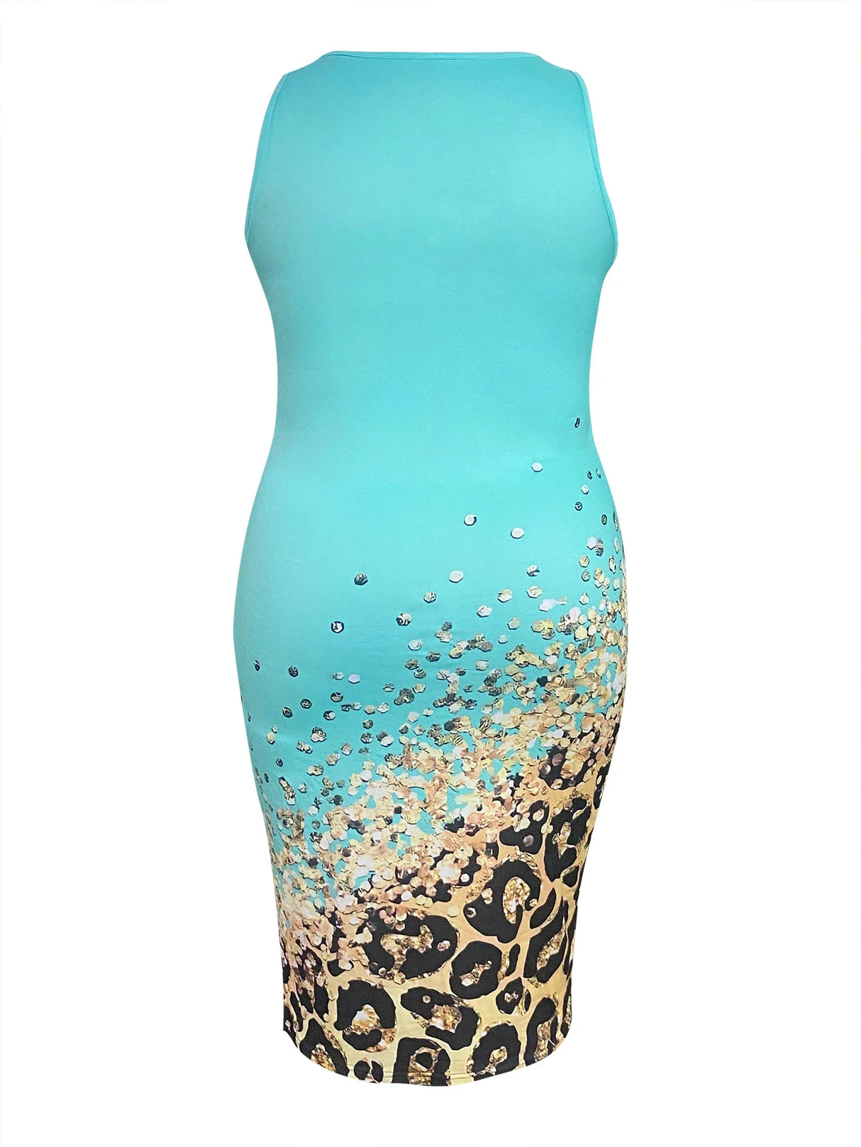 LW Plus Size Leopard Letter Print Bodycon Cami Dress Women U-Neck Poker Pattern Tank Mid Dress Y2K Casual Streetwear Outfits