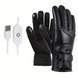 1 Pair Motorcycle Winter Heat Gloves Waterproof Windproof Touch Screen Bicycle Cycling Skiing Warm USB Power Heated Riding Glove