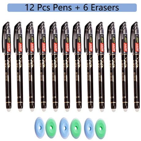 85Pcs/Set Erasable Pen Gel Pens 0.5mm Blue/Black ink Refills Rod Washable Handle School Writing Office Kawaii Stationery Gel Pen