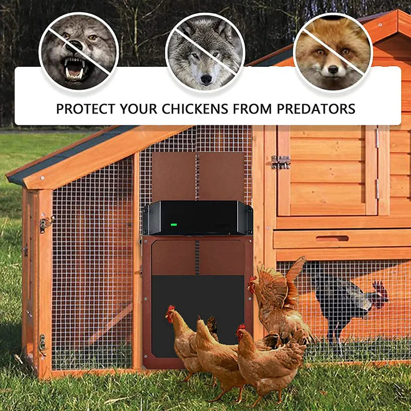 Automatic Chicken House Door with 12 Pockets Eggs Apron Waterproof Light Sensor Chicken Coop Door Poultry Habitat Supplies