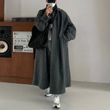 IEFB Korean Style Trend Wool Overcoat Loose Lapel Long Coat Versatile Woolen Knee High Trench Autumn Winter Man Clothing 9C2211