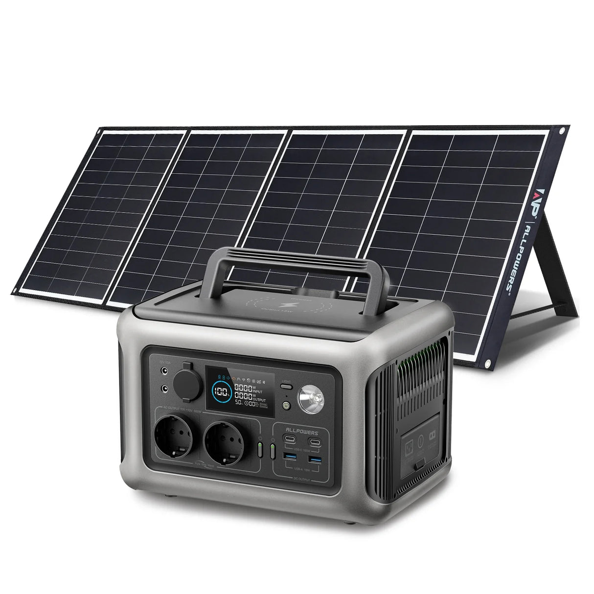 ALLPOWERS R600 Solar Generator with Solar Panel included, 600W 299Wh LiFePO4 Portable Power Station with Solar Charger for Camp