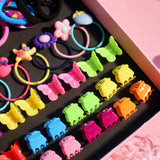 1Set Box Sequins Cute Butterfly Hair Bands For Women Girls Colorful Hair Accessories Set Rubber Band Elastic Hair Ties Hairpins