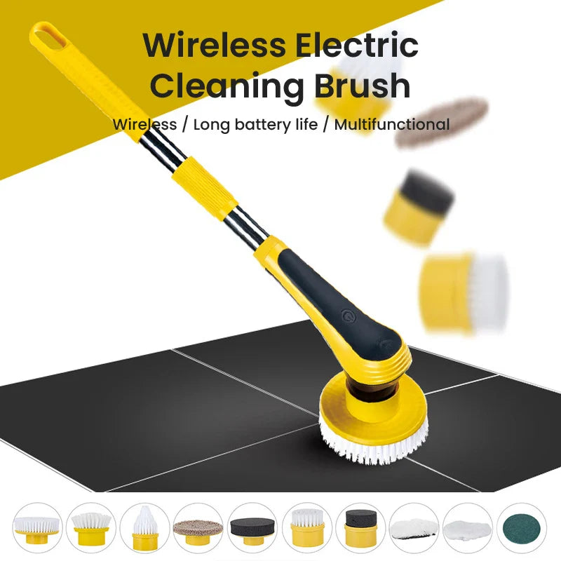 Electric Cleaning Turbo Scrub Brush Wireless Window Wall Cleaner Adjustable Cleaning Brush Bathroom Kitchen Cleaning Tool