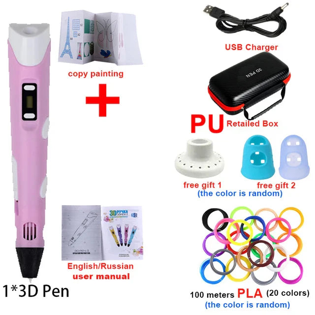 Creative 3D Printing Pen Set with Travel Case & 100M PLA Filament - Perfect DIY Gift for Kids this Christmas!