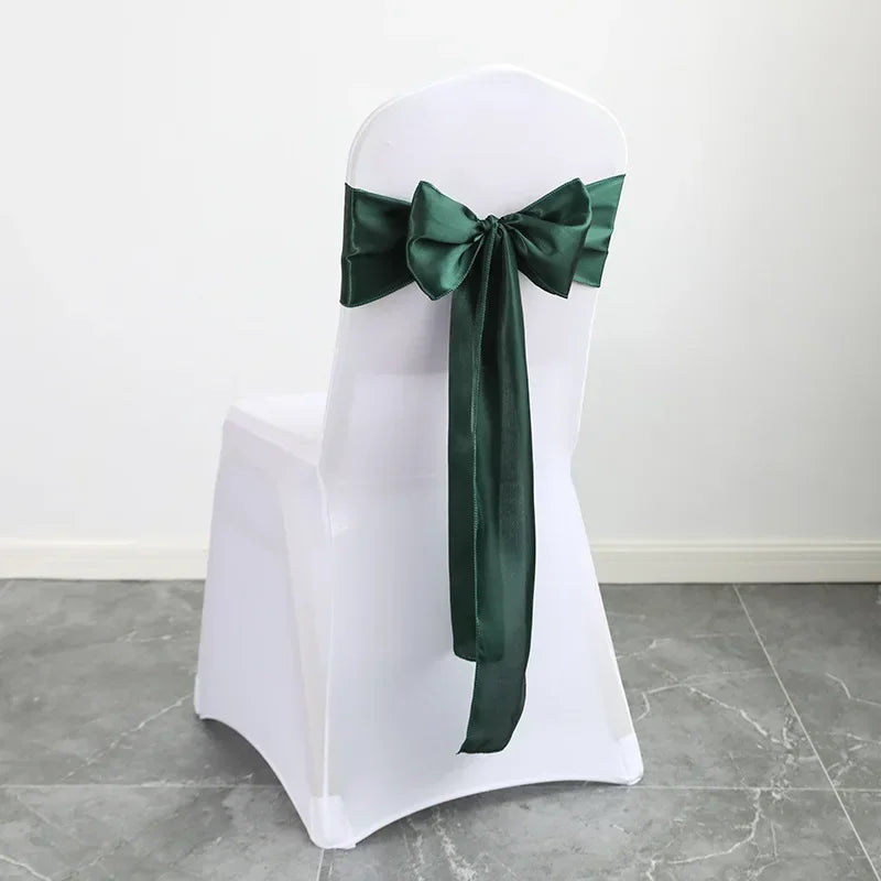 20pcs/set Satin Chair Sashes,17*275cm Silk Chair Ribbon Bows Chair Cover Chair Decoration For Wedding Banquet Party Event Hotel