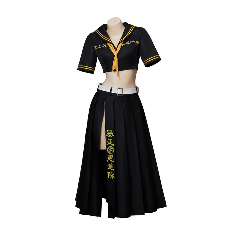 Sano Manjiro Cosplay dress Anime Tokyo Revengers cosplay costume Tokyo Manji Gang Mikey uniform Sailor top skirt party Women