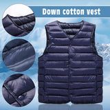 2023 Autumn Winter Men Warm Vest Jacket Male Ultra Lightweight V-neck Sleeveless Button Packable Warm Down Cotton Liner Vest