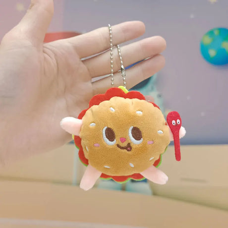 12cm Kawaii Food Bread Hamburger Hot Dog French Fries Plush Doll Soft Stuffed Plush Pendant Keychains for Children Gifts Toys