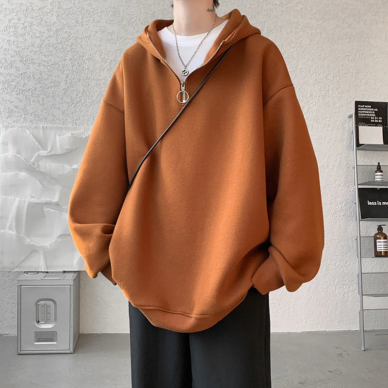 Turtleneck Hoodie Zipper Pullovers Streetwear Hip Hop Hooded Sweatshirt Men Clothing Korean Couples Harajuku Coat