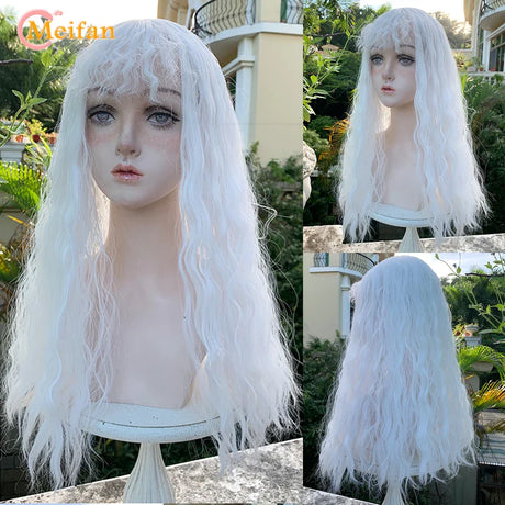 MEIFAN Synthetic Long Straight Lolita Wig with Bangs Wig Girl Cute Mixed Black Red Blonde Cosplay Party Halloween Harajuku Wig