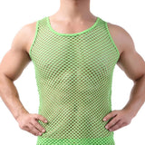 Fishnet Men Sexy Mesh Tank Tops Transparent Sleep Tops Male Underwear Pure Color Vest Sleeveless Tops Underwear Male Undershirt