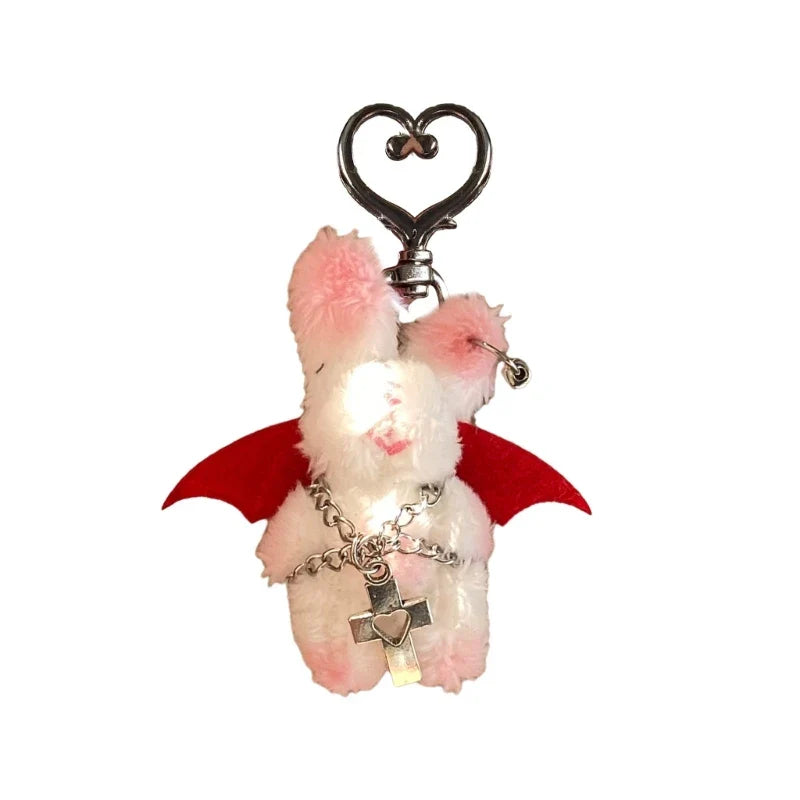 Bunny Heart Phone Chain Korean INS Punk Cute Rabbit Dolls Keychain Bag Decoration Y2K Fashion Jewelry Pendant Accessories Gift