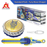 Infinity Nado 6 Standard Pack-Fury Wave Dragon Glowing Metal Spinning Top Gyro with Monster Icon Sword Launcher Anime Kid Toy