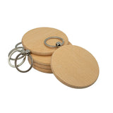 100 Pieces Round Wood Keychain Blanks Diy Wooden Keychain Blanks Unfinished Wooden Key Ring Key