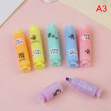 6Pcs/Lot Cute Cartoon Cat Highlighters School Office Stationery Students Drawing Supplies Kawaii Ice Cream Mini Paint Marker Pen