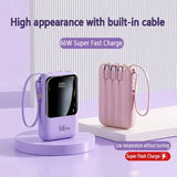 50000mAh Mobile Power Supply With Built-In Cable 66W Super Fast Charging Power Bank Waterproof Portable Mobile Phone Accessories