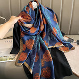 100% Natural Silk Scarf Women Luxury Brand Digital Print Flowers Silk Pashmina Shawl Female Long Bandana Foulard 2020 Oversize