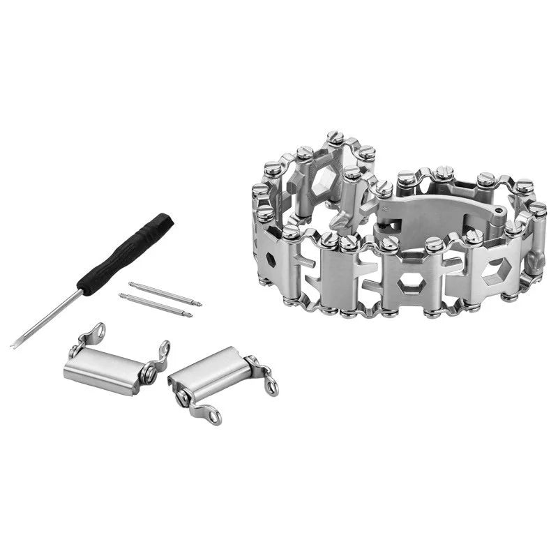 Tread Bracelet Multifunction Tool Bracelet Stainless Steel Bolt Driver Tool Kit For Male Outdoor Camping Tool Wearable Bike Tool