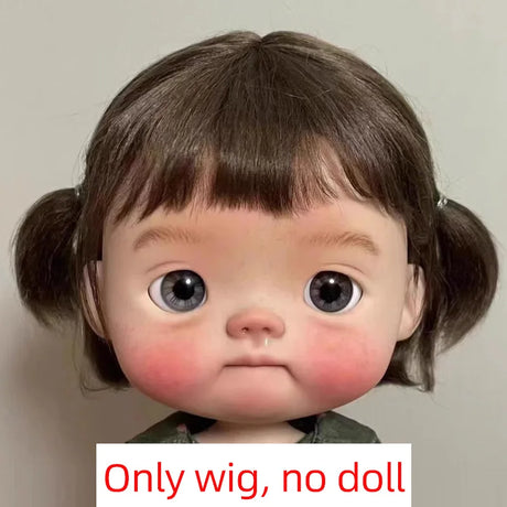 BJD Wig Big Head Dot Blyth Wig Soft Mohair Bangs Braid Wig half ponytail Short Hair Long Wavy Hair Fit 9-10 Inches Head