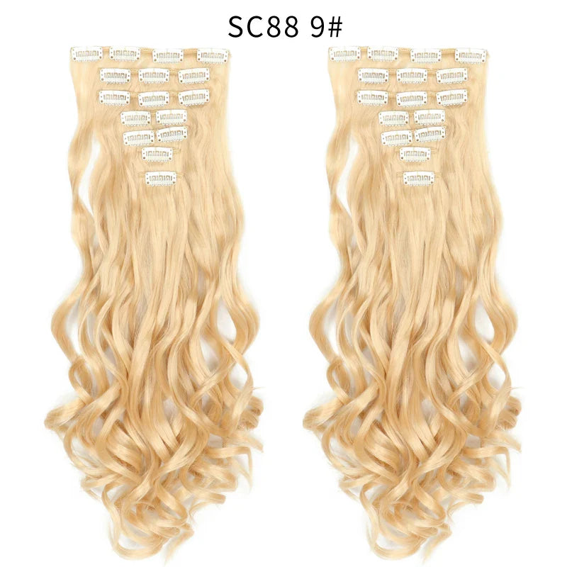 Set Hair Clip In Hair Extensions With Clips Hairpieces Synthetic Extension False/Fake Hair Blonde Eunice Hair Long Hair Pieces