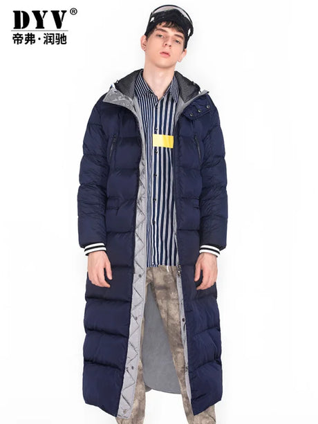 Space Cotton Men Winter Jackets with Hooded Parkas Down Coat Thick Long Jackets Patchwork Design Warm Snow Wear Coat Outdoor