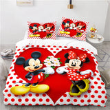 Disney Mickey Minnie Mouse Cartoon Bedding Set Lovely Couple Single Twin Full King Duvet Cover Gift Children Gift Dropshipping