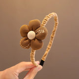 New Children Lovely Coffee Color Cartoon Heart Flower Bow Ornament Headbands Baby Girl Cute Hair Hoop Kids Hair Accessories