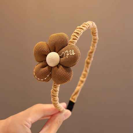 New Children Lovely Coffee Color Cartoon Heart Flower Bow Ornament Headbands Baby Girl Cute Hair Hoop Kids Hair Accessories