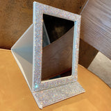 Diamond-encrusted high-definition folding mirror glitter powder leather girl portable makeup mirrors