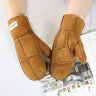 Sheepskin Fur Mittens Women's Leather Wool Color Winter Warmth Thickening Outdoor Cold-Proof Boy Student Windproof Gloves