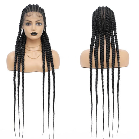 36" Full Lace Braided Wigs Lace Front Wig Jumbo Knotless Box Braids Wig Synthetic Braided Wig For Black Women Wig Braide African