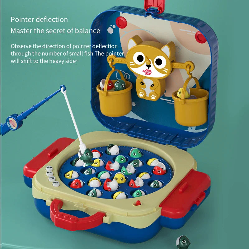 Montessori Magnetic Fishing Toys Rotary fishing Tray Electric Bag Marine Life Children Early Educational Game for Baby gift