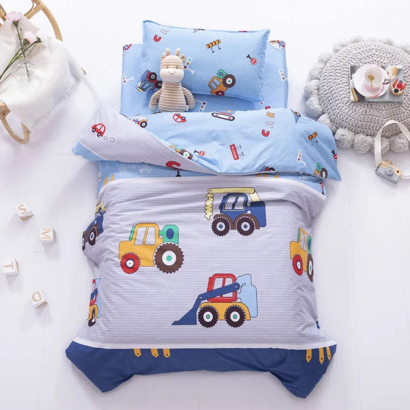 Children's Cotton Three-piece Set Kindergarten Nap Cartoon Bed Sheet Quilt Cover Cotton Bedding Kit Pillowcase CP27