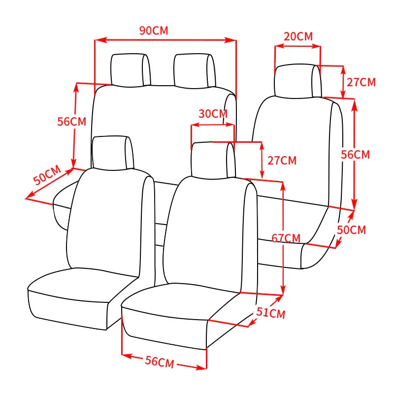 Universal Seats Covers High Quality Covers Car Interior Suitable for Two Rows of Seats (Double Front Seats and 2+1 Seats)