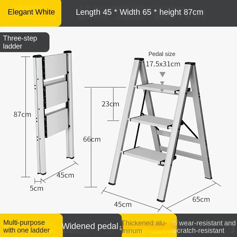 Multifunctional High Stools Kitchen Thickened Telescopic Ladder Stable Structure Step Stool Non-slip Foot Pad Ladder Stool