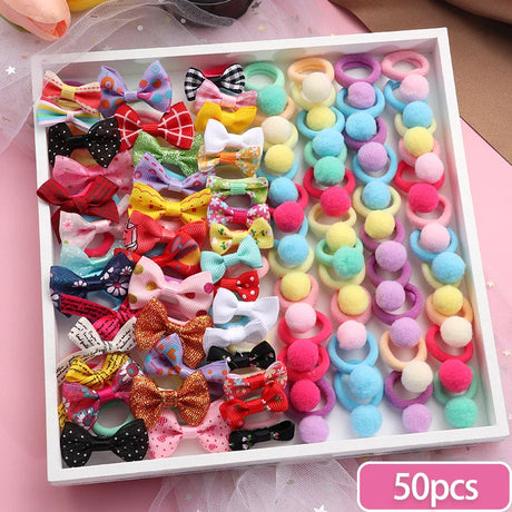 New Hair Bands Set Girls Elastic Rubber Band Nylon Headband Hair Accessories Kids Cute Ponytail Holder Headwear Hair Ropes