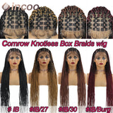 Cornrow Box Braided Wigs 36inch Long jumbo Knotless African Braiding Hair With Baby Hair Synthetic Full Lace Front Wigs Hair Wig