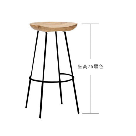 High Wood Stool Modern Minimalist High Chair Solid Wood Home Bar Stool Creative Bar Chair Cashier Counter Iron Art