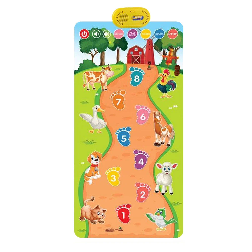 Kids Musical Piano Mat Duet Keyboard Play Mat Double Row Floor Piano with 8 Instrument Sound Dance Pad Montessori Educatinal Toy