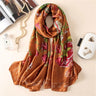 100% Natural Silk Scarf Women Luxury Brand Digital Print Flowers Silk Pashmina Shawl Female Long Bandana Foulard 2020 Oversize