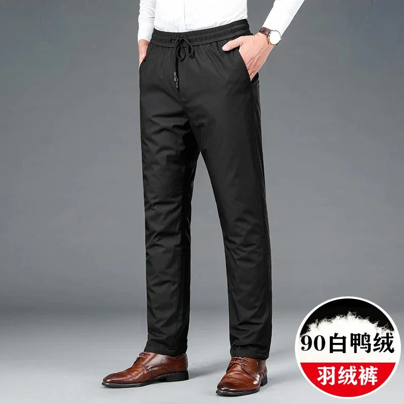 High End Down Pants for Men 90% White Duck Winter Clothing Thickened Business Casual Trousers Ropa Hombre CJK