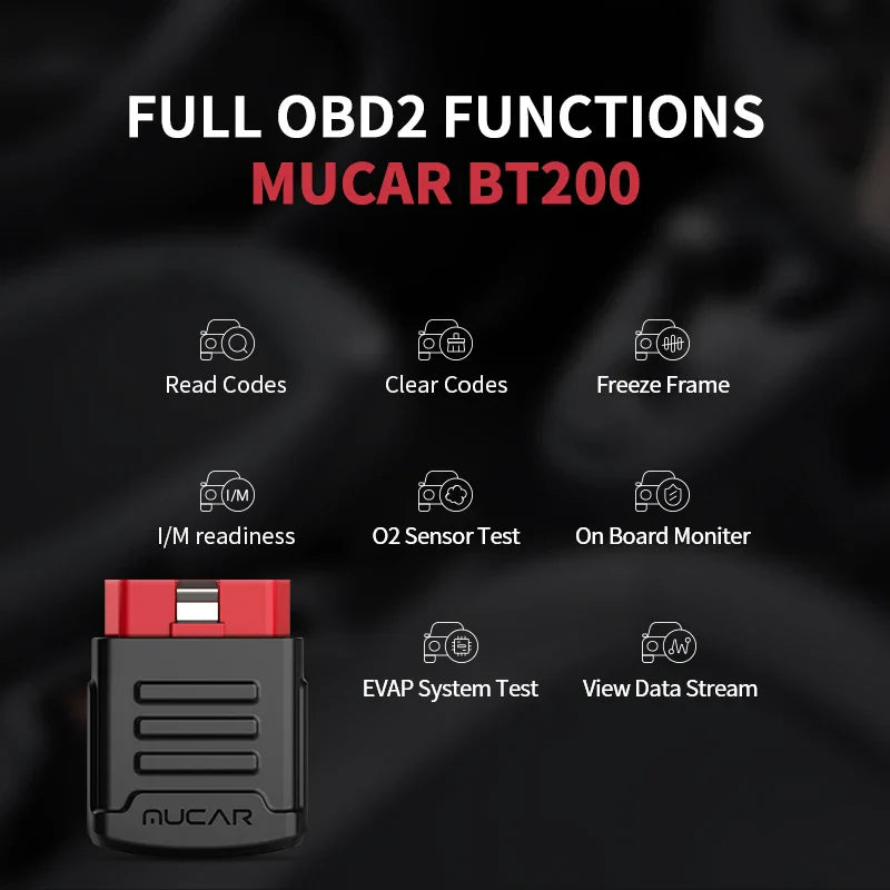 MUCAR BT200 / BT200 Pro OBD2 Scanner Auto Full System Diagnostic Lifetime Free Oil SAS Reset Free 1 Year Car Diagnosis Tools