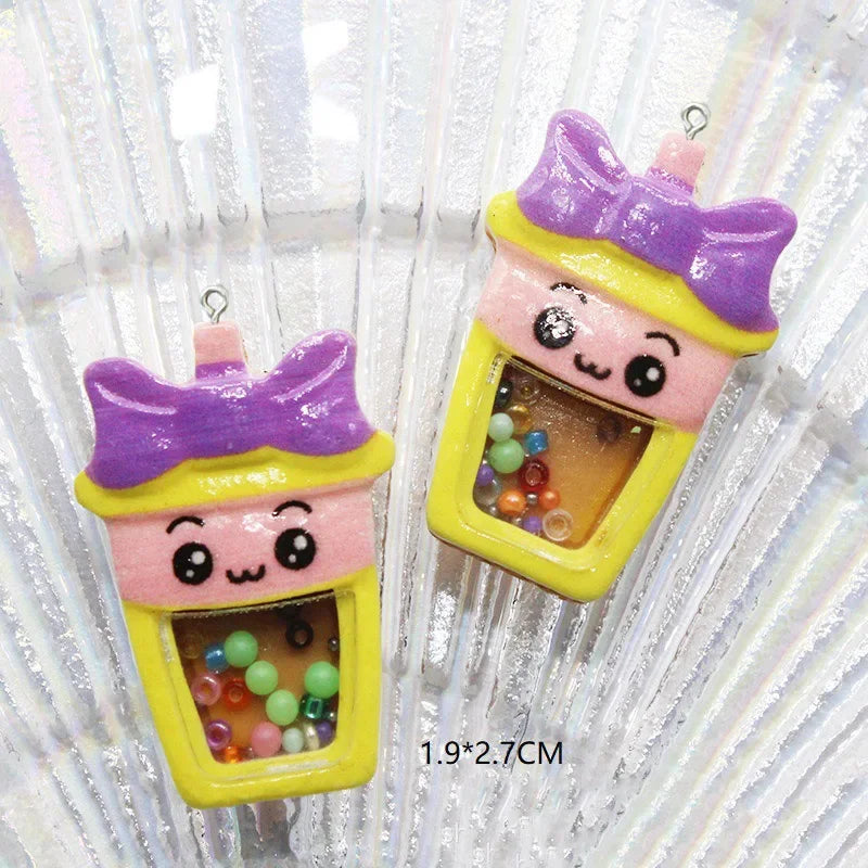 10Pcs Resin Magic Wand Box Milk Bottle Pendant Charms for Necklace Bracelet Earrings Jewelry Making Diy Accessories Phone Decor