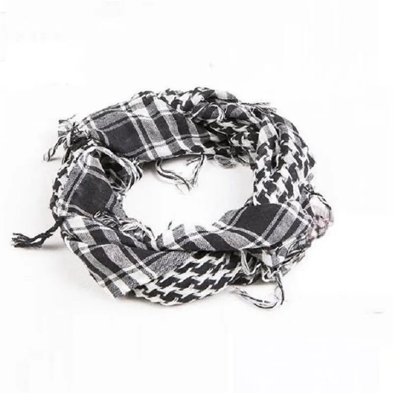 Arab Square Scarf Muslim Shawl Plaid Stripe Printed Outdoor Scarf Wind and Sand Neck Cover