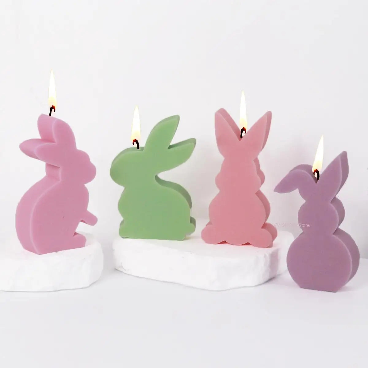 Cute Squatting Rabbit Silicone Mold 3D Animal Candle Scented Making Epoxy Mould DIY Handmade Easter Gift Baking Tools Home Decor