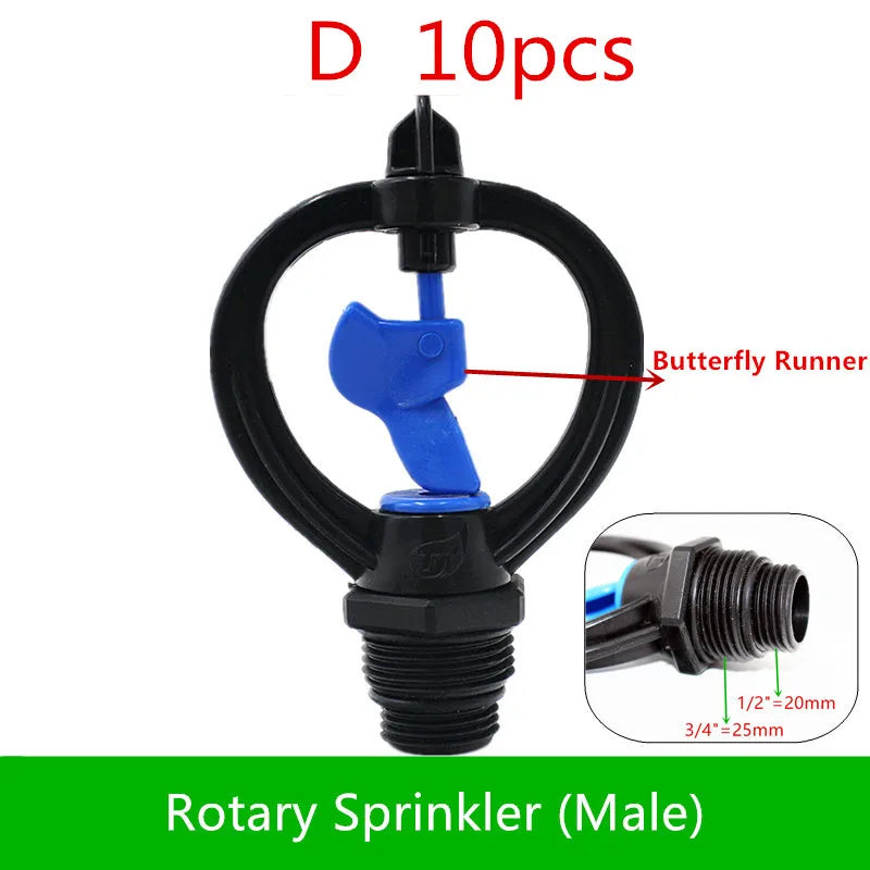 1/2" Garden Lawn Sprinkler Cooling Butterfly-shaped Rotating Sprinkler Vegetable Automatic Sprinkler Farm Irrigation Equipment