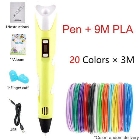 Creative 3D Drawing Pen for Kids - LCD Screen Colorful 3D Art Tool with PLA Filament - Perfect Gift for Christmas and Birthdays!