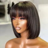 Debut Straight Bob Human Hair Wigs With Bangs Short Brazilian Human Hair Bob Wigs For Woman Full Machine Made Human Hair Wigs