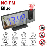 FM Radio LED Digital Smart Alarm Clock Watch Table Electronic Desktop Clocks USB Wake Up Clock with 180° Time Projection Snooze